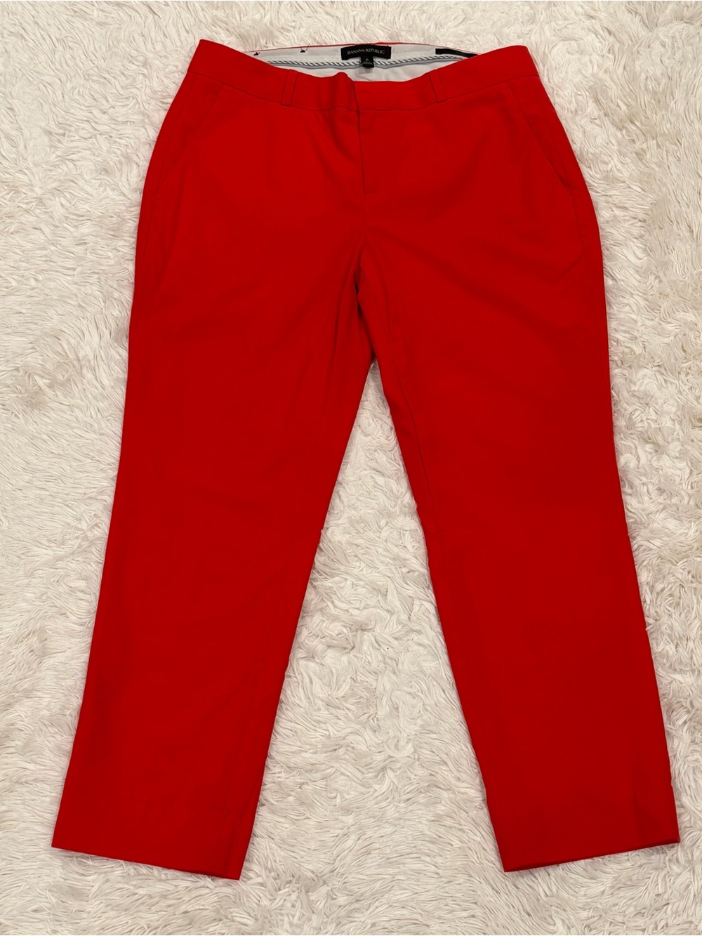 Banana Republic Avery Ankle Cropped Pants 6 Red Wool Straight Career Stretch